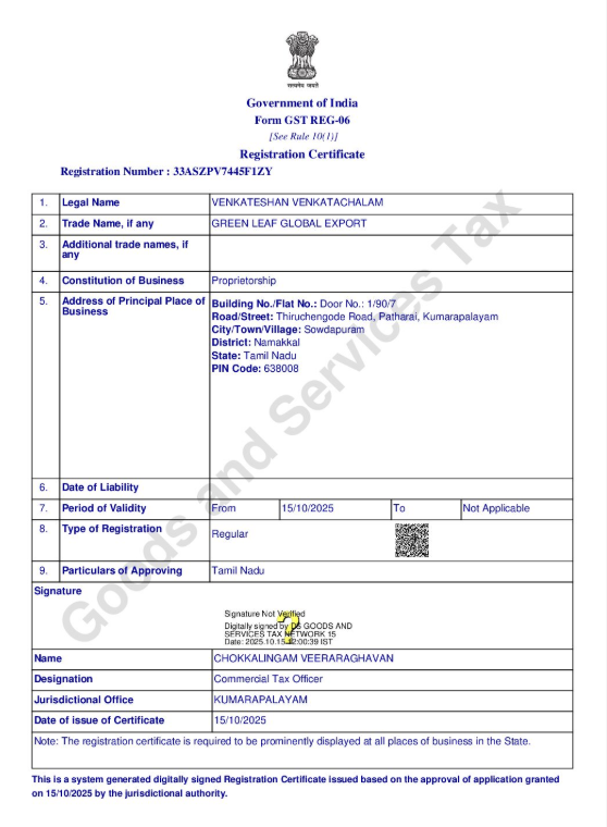 APEDA Certificate Preview